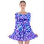 Root Humanity Bar And Qr Code Combo in Purple and Blue Long Sleeve Skater Dress