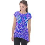Root Humanity Bar And Qr Code Combo in Purple and Blue Cap Sleeve High Low Top