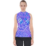 Root Humanity Bar And Qr Code Combo in Purple and Blue Mock Neck Shell Top