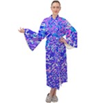 Root Humanity Bar And Qr Code Combo in Purple and Blue Maxi Velour Kimono