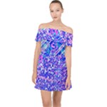 Root Humanity Bar And Qr Code Combo in Purple and Blue Off Shoulder Chiffon Dress