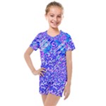 Root Humanity Bar And Qr Code Combo in Purple and Blue Kids  Mesh Tee and Shorts Set