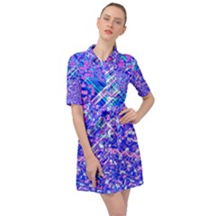 Root Humanity Bar And Qr Code Combo In Purple And Blue Belted Shirt Dress by WetdryvacsLair