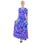 Root Humanity Bar And Qr Code Combo in Purple and Blue Half Sleeves Maxi Dress