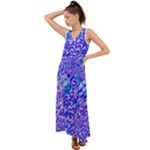 Root Humanity Bar And Qr Code Combo in Purple and Blue V-Neck Chiffon Maxi Dress