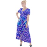 Root Humanity Bar And Qr Code Combo in Purple and Blue Button Up Short Sleeve Maxi Dress