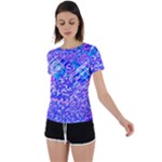 Root Humanity Bar And Qr Code Combo in Purple and Blue Back Circle Cutout Sports Tee