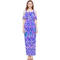 Root Humanity Bar And Qr Code Combo In Purple And Blue Draped Sleeveless Chiffon Jumpsuit by WetdryvacsLair