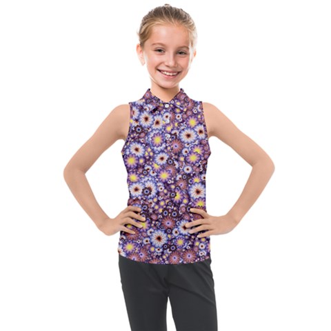 Flower Bomb 3 Kids  Sleeveless Polo Tee by PatternFactory
