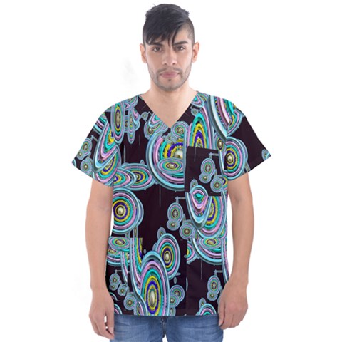 Concentric Circles A Men s V-neck Scrub Top by PatternFactory