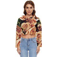 Roses-flowers-bouquet-rose-bloom Women s Lightweight Cropped Hoodie by Sapixe