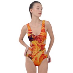 Roses-flowers-orange-roses Side Cut Out Swimsuit by Sapixe