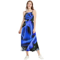 Blue-rose-rose-rose-bloom-blossom Boho Sleeveless Summer Dress by Sapixe