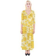 Party-confetti-yellow-squares Quarter Sleeve Wrap Maxi Dress