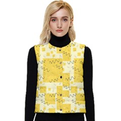 Party-confetti-yellow-squares Women s Short Button Up Puffer Vest