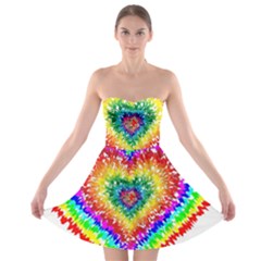 Tie Dye Heart Colorful Prismatic Strapless Bra Top Dress by Sapixe