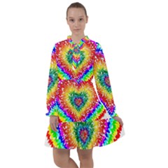Tie Dye Heart Colorful Prismatic All Frills Chiffon Dress