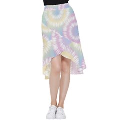Tie Dye Pattern Colorful Design Frill Hi Low Chiffon Skirt