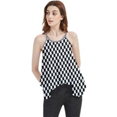 Black And White Checkerboard Background Board Checker Flowy Camisole Tank Top by Sapixe