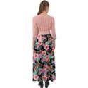 Flower Black Pink Button Up Boho Maxi Dress View2