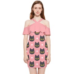 Black Cat Shoulder Frill Bodycon Summer Dress
