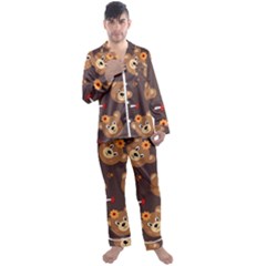 Bears-vector-free-seamless-pattern1 Men s Long Sleeve Satin Pajamas Set by webstylecreations