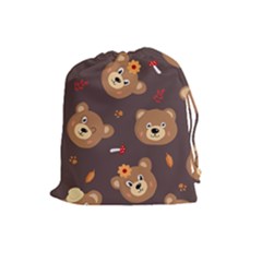 Bears-vector-free-seamless-pattern1 Drawstring Pouch (large) by webstylecreations