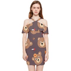 Bears-vector-free-seamless-pattern1 Shoulder Frill Bodycon Summer Dress by webstylecreations