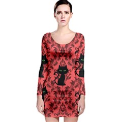 Cat Pattern Long Sleeve Bodycon Dress by InPlainSightStyle