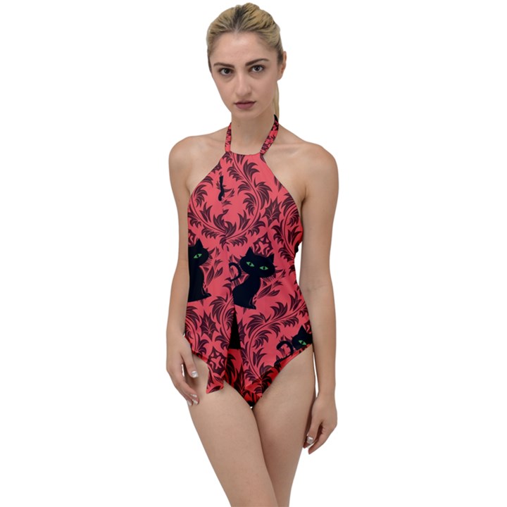 Cat Pattern Go with the Flow One Piece Swimsuit