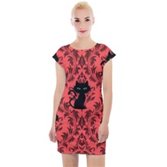 Cat Pattern Cap Sleeve Bodycon Dress by InPlainSightStyle