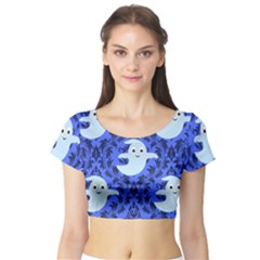 Ghost Pattern Short Sleeve Crop Top by InPlainSightStyle