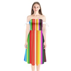 Ultimate Vibrant Shoulder Tie Bardot Midi Dress by hullstuff