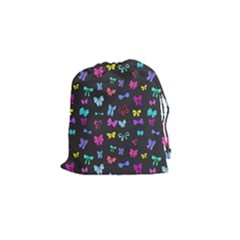 Bows On Black Drawstring Pouch (small) by Daria3107