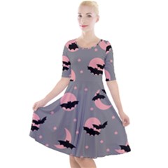 Bat Quarter Sleeve A-line Dress by SychEva