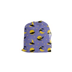 Bats With Yellow Moon Drawstring Pouch (xs) by SychEva