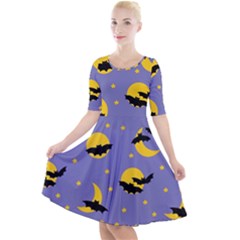 Bats With Yellow Moon Quarter Sleeve A-line Dress by SychEva