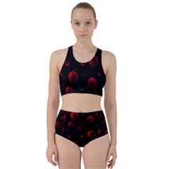 Red Drops On Black Racer Back Bikini Set by SychEva