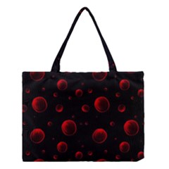 Red Drops On Black Medium Tote Bag by SychEva