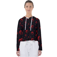 Red Drops On Black Women s Slouchy Sweat by SychEva