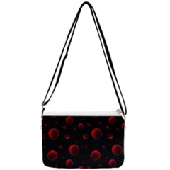Red Drops On Black Double Gusset Crossbody Bag by SychEva