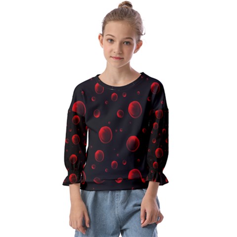Red Drops On Black Kids  Cuff Sleeve Top by SychEva