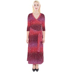Red Sequins Quarter Sleeve Wrap Maxi Dress by SychEva