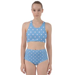 1950 Summer Sky Blue White Dots Racer Back Bikini Set by SomethingForEveryone