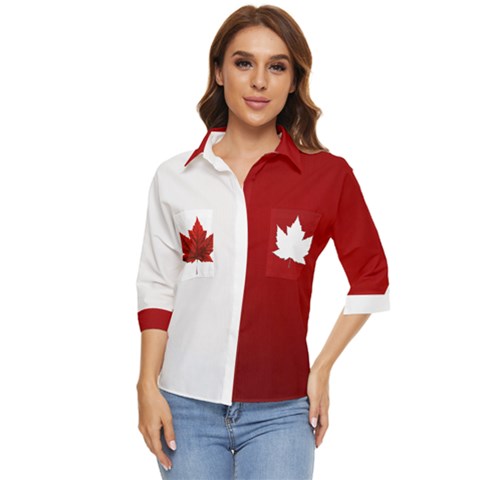 Women s Canada Blouse Quarter Sleeve Pocket Canada Shirt by CanadaSouvenirs