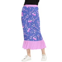 Pink Key Love Maxi Fishtail Chiffon Skirt