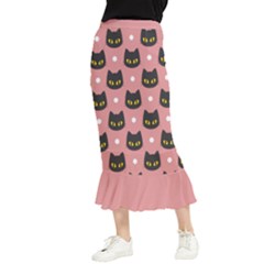 Black Cat Maxi Fishtail Chiffon Skirt