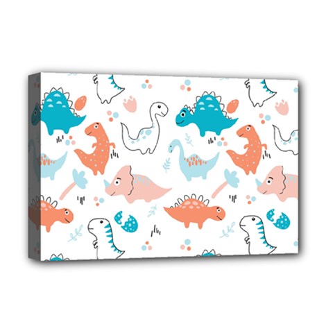 Funny Dinosaurs Kids Deluxe Canvas 18  X 12  (stretched) by SychEva