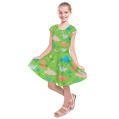 Funny Dinosaur Kids  Short Sleeve Dress by SychEva