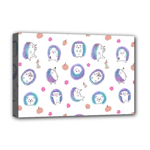Cute And Funny Purple Hedgehogs On A White Background Deluxe Canvas 18  X 12  (stretched) by SychEva